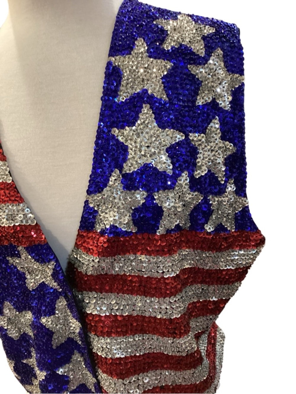 Vintage Accessory Lady sequin American flag vest patriotic size Large - Picture 2 of 11